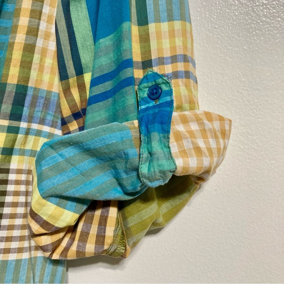 LANE BRYANT Plaid Shirt 100% Cotton Checkered Green Blue Yellow Womens 2X - Picture 9 of 16